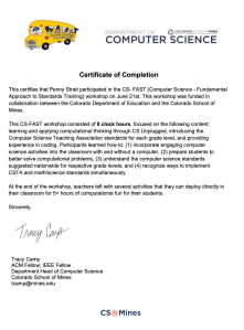 CS Fast Class (1/2 Graduate Credit) Certification